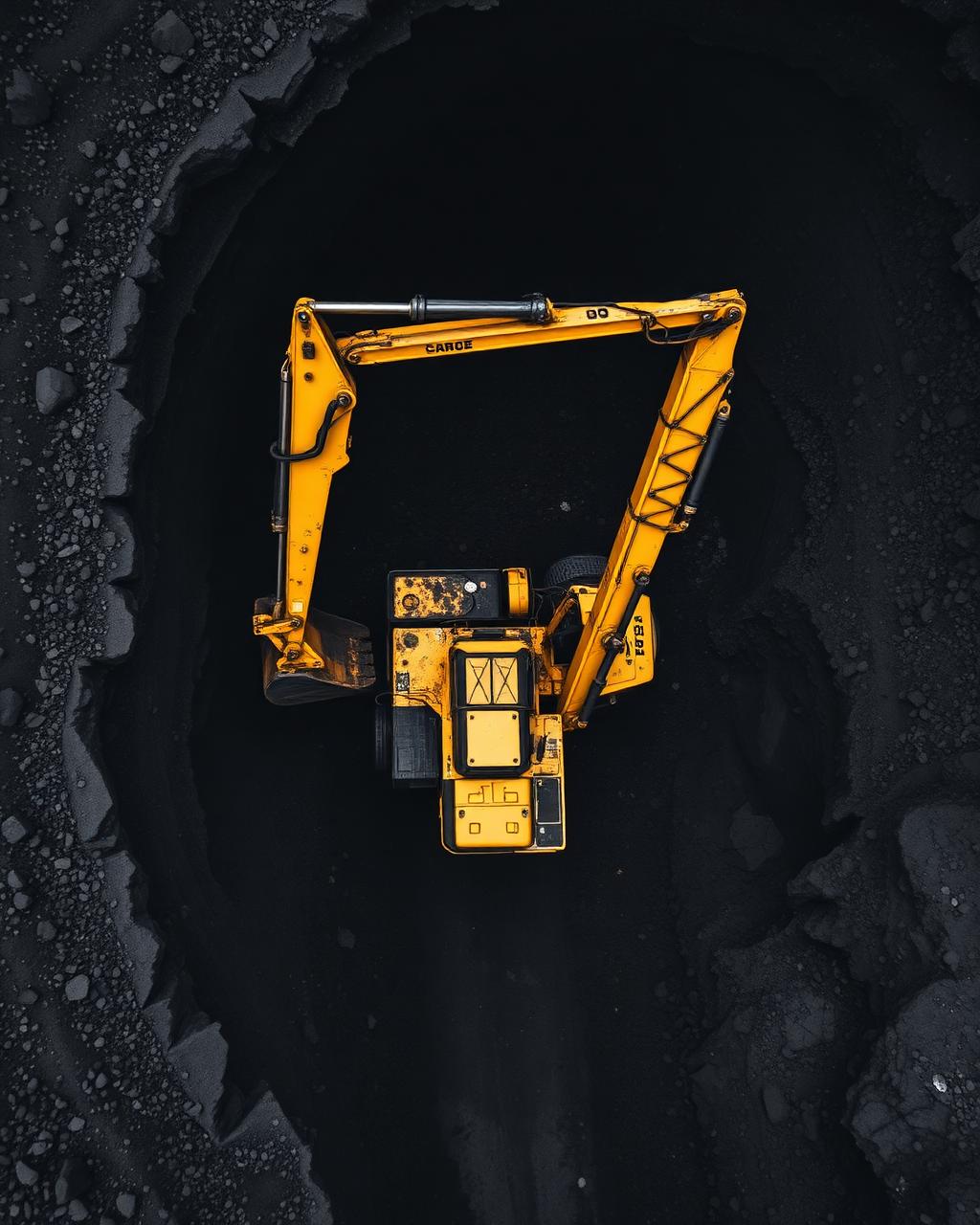 Aerial view of mining equipment